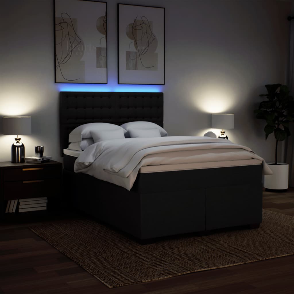 Boxspring met matras stof zwart 140x200 cm is nu te koop bij PeponiXL, paradijselijk wonen!