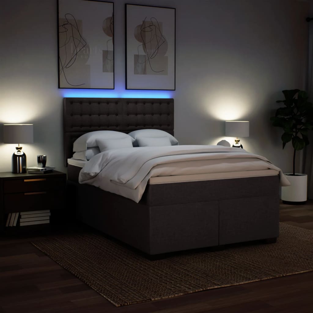 Boxspring met matras stof donkerbruin 140x200 cm is nu te koop bij PeponiXL, paradijselijk wonen!