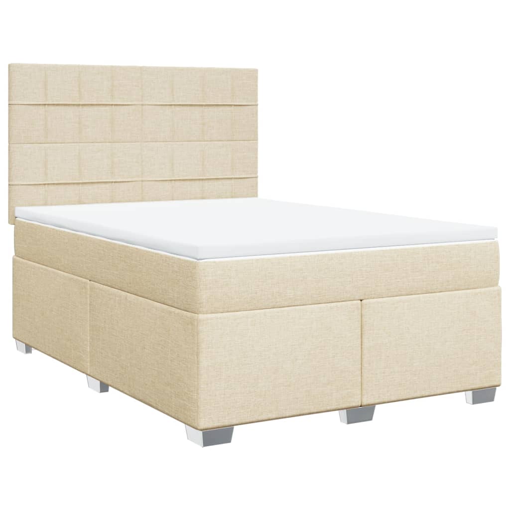 Boxspring met matras stof crèmekleurig 160x200 cm is nu te koop bij PeponiXL, paradijselijk wonen!