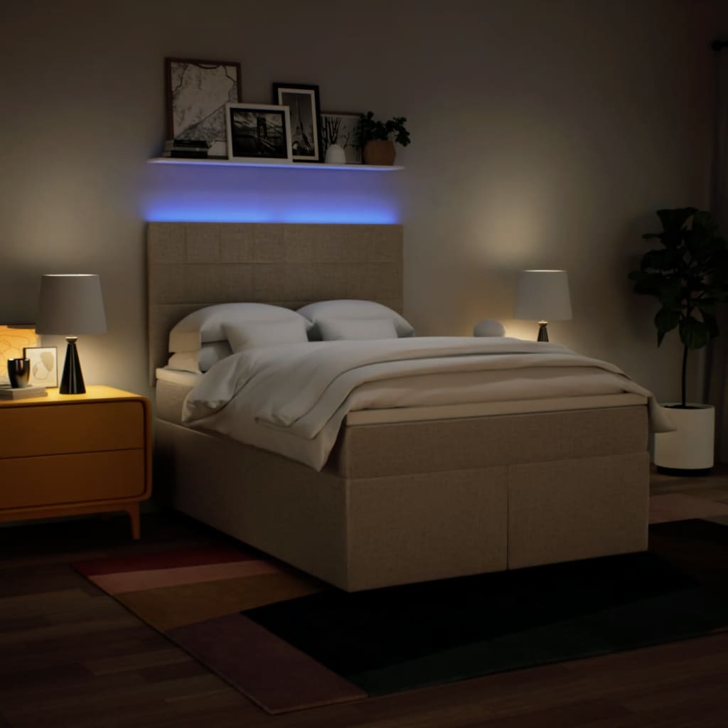 Boxspring met matras stof crèmekleurig 160x200 cm is nu te koop bij PeponiXL, paradijselijk wonen!