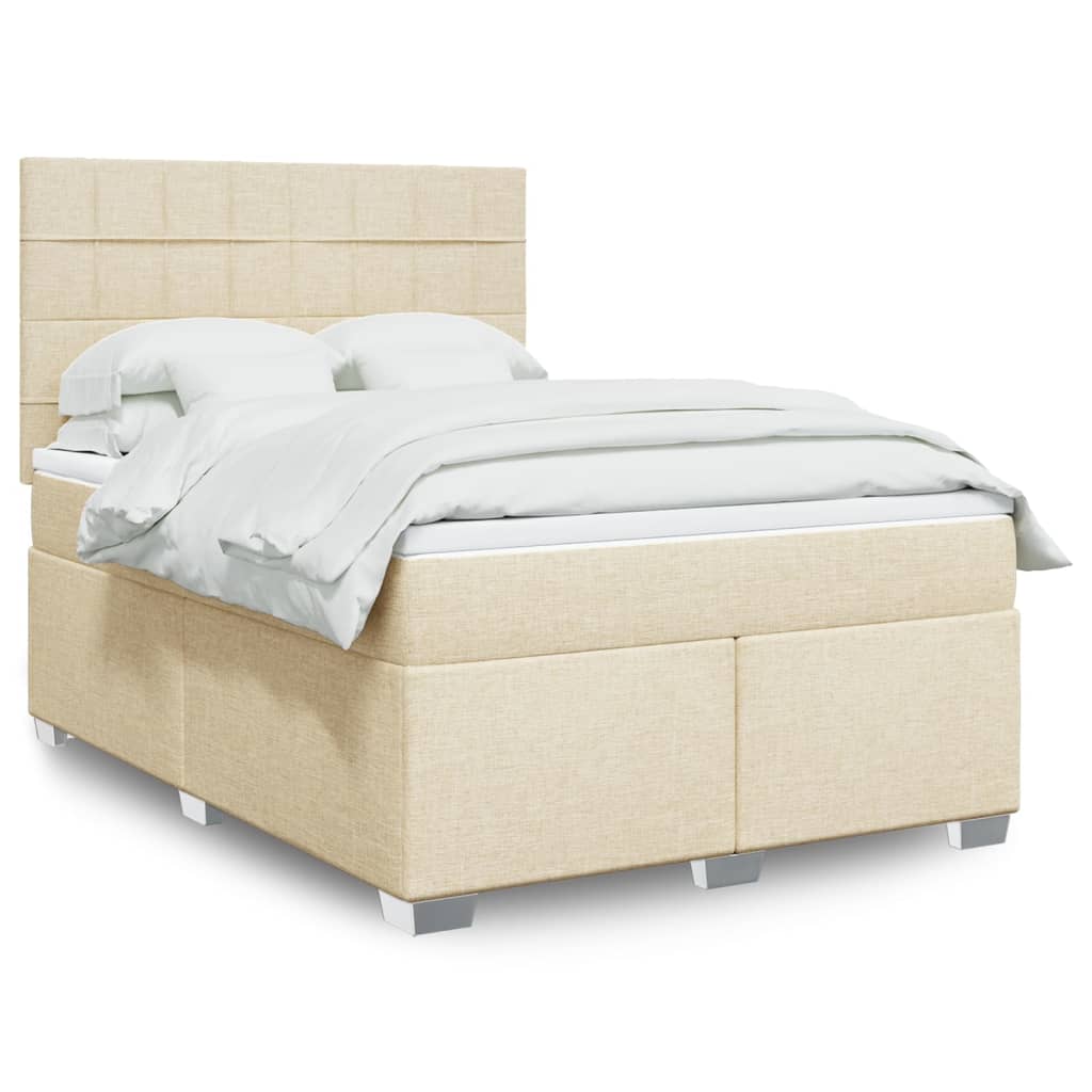 Boxspring met matras stof crèmekleurig 160x200 cm is nu te koop bij PeponiXL, paradijselijk wonen!