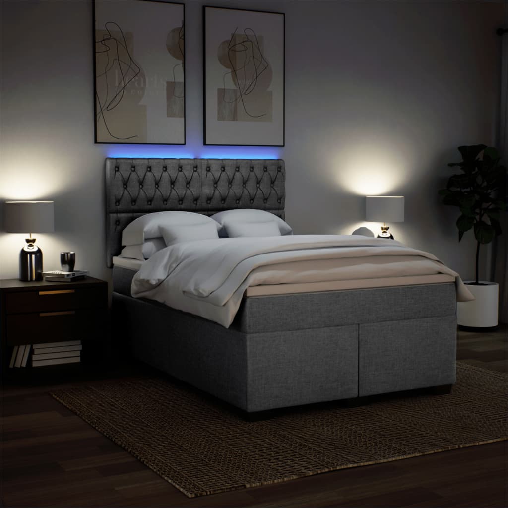 Boxspring met matras stof lichtgrijs 160x200 cm is nu te koop bij PeponiXL, paradijselijk wonen!