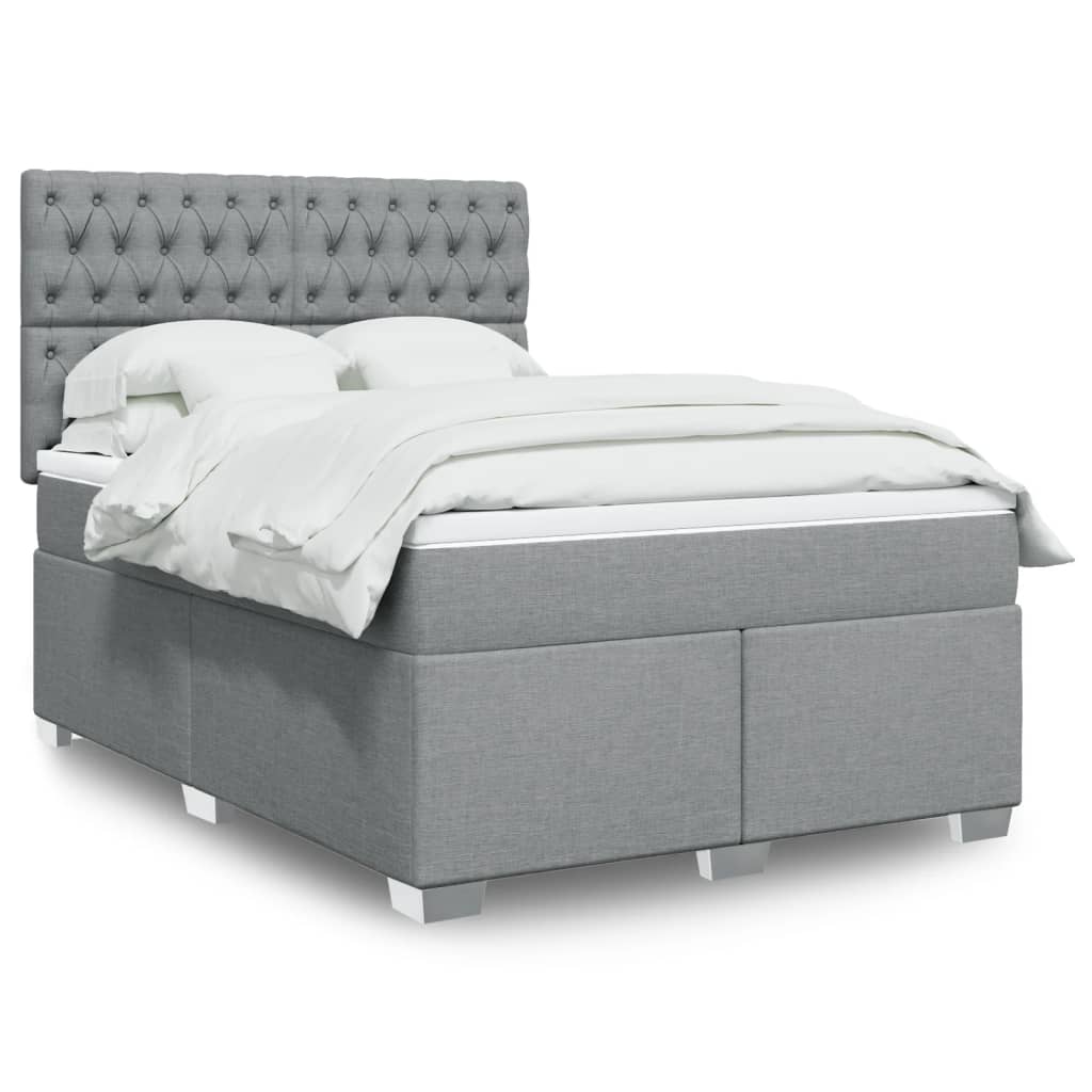 Boxspring met matras stof lichtgrijs 160x200 cm is nu te koop bij PeponiXL, paradijselijk wonen!