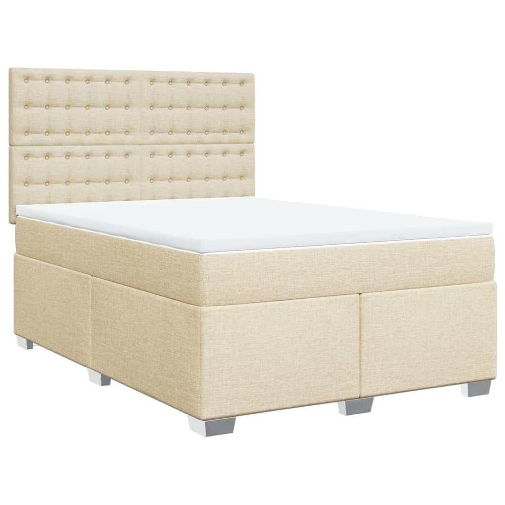 Boxspring met matras stof crèmekleurig 160x200 cm is nu te koop bij PeponiXL, paradijselijk wonen!
