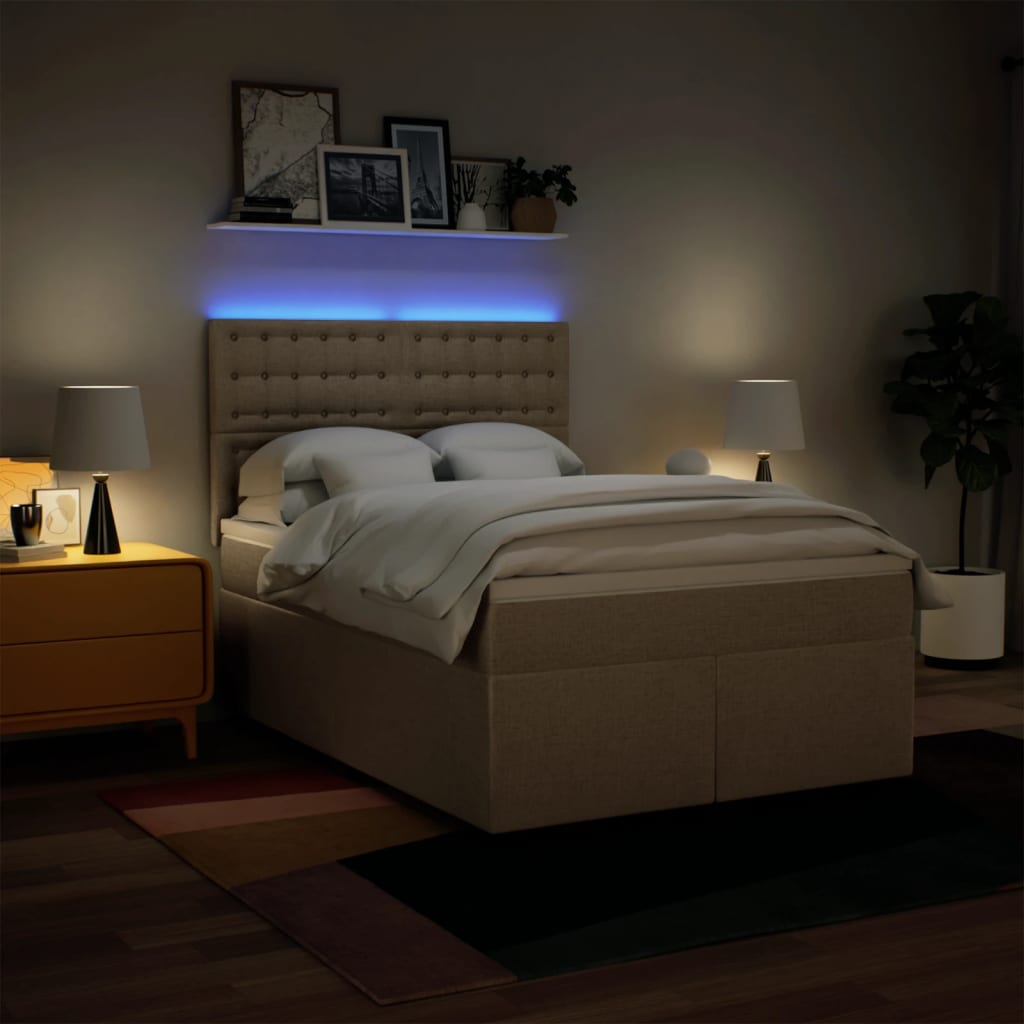 Boxspring met matras stof crèmekleurig 160x200 cm is nu te koop bij PeponiXL, paradijselijk wonen!