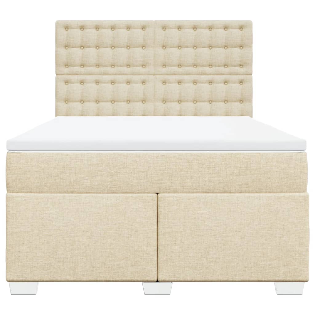 Boxspring met matras stof crèmekleurig 160x200 cm is nu te koop bij PeponiXL, paradijselijk wonen!