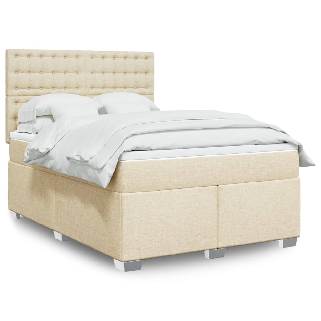 Boxspring met matras stof crèmekleurig 160x200 cm is nu te koop bij PeponiXL, paradijselijk wonen!