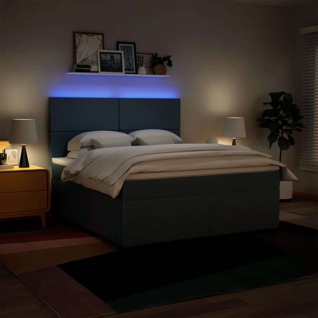 Boxspring met matras stof blauw 180x200 cm is nu te koop bij PeponiXL, paradijselijk wonen!