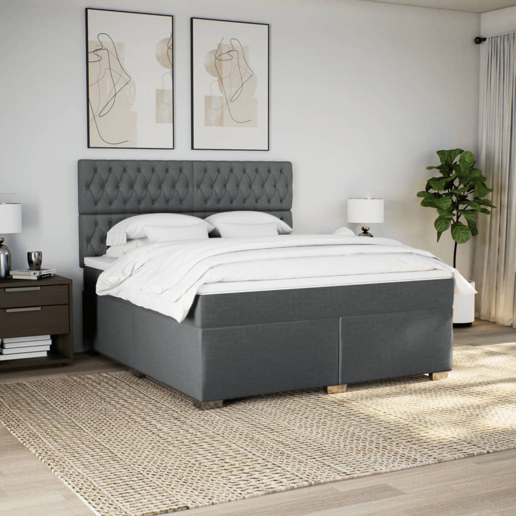 Boxspring met matras stof donkergrijs 180x200 cm is nu te koop bij PeponiXL, paradijselijk wonen!