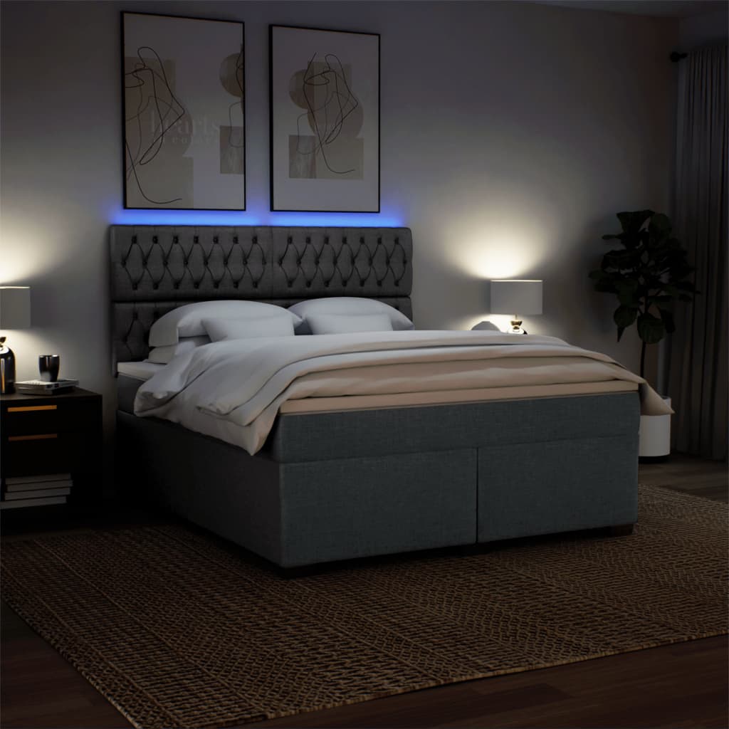 Boxspring met matras stof donkergrijs 180x200 cm is nu te koop bij PeponiXL, paradijselijk wonen!