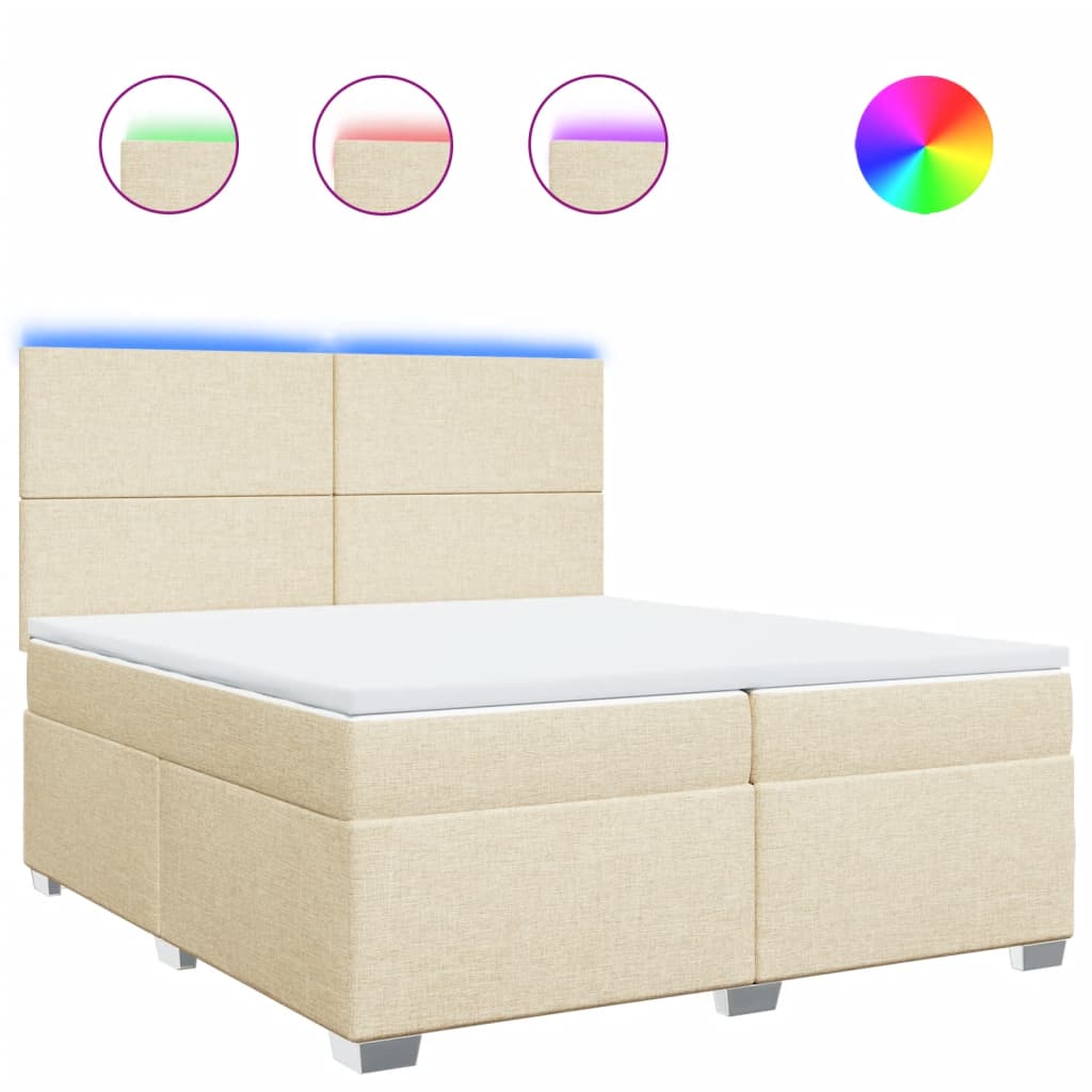 Boxspring met matras stof crèmekleurig 200x200 cm is nu te koop bij PeponiXL, paradijselijk wonen!