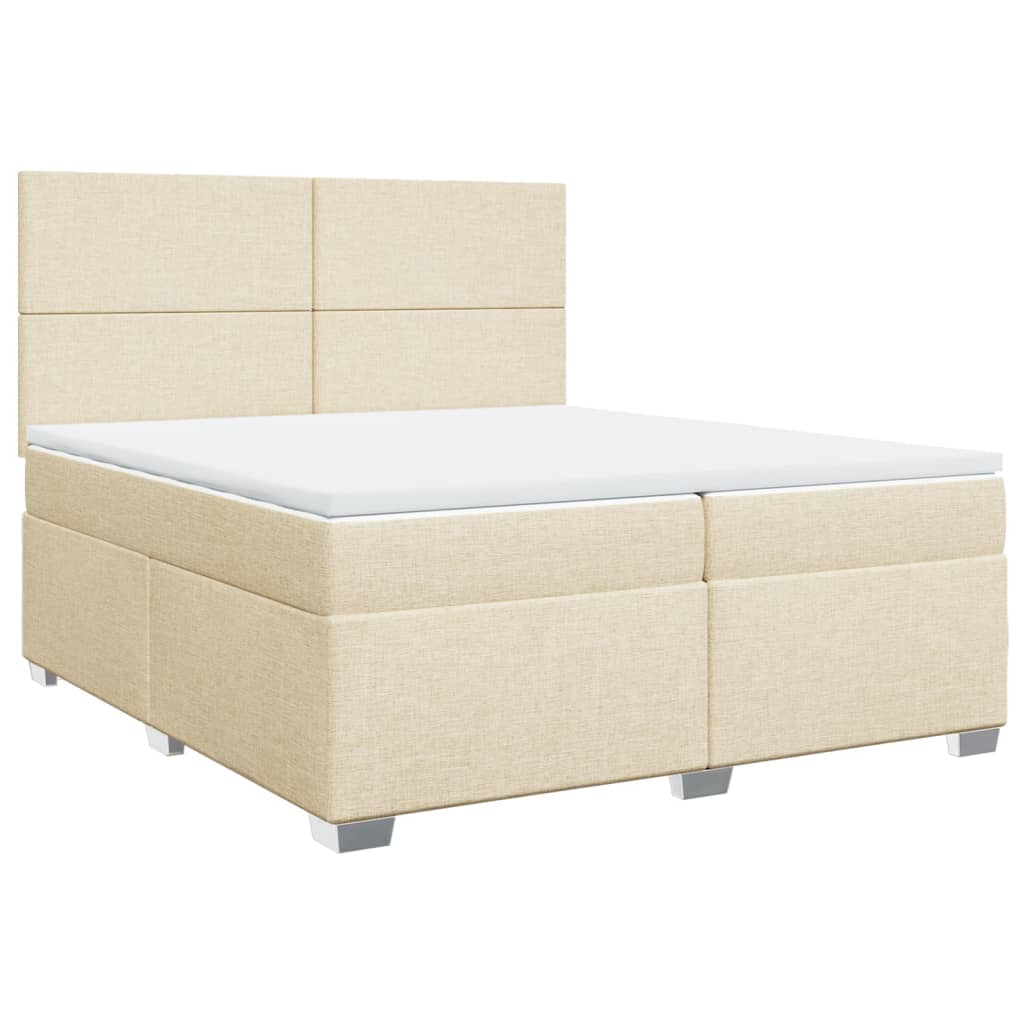 Boxspring met matras stof crèmekleurig 200x200 cm is nu te koop bij PeponiXL, paradijselijk wonen!