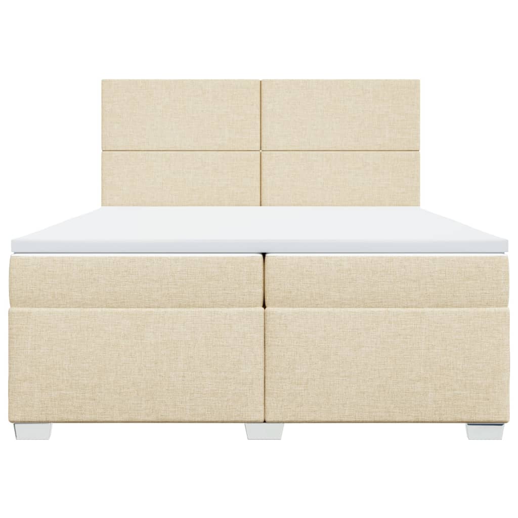 Boxspring met matras stof crèmekleurig 200x200 cm is nu te koop bij PeponiXL, paradijselijk wonen!
