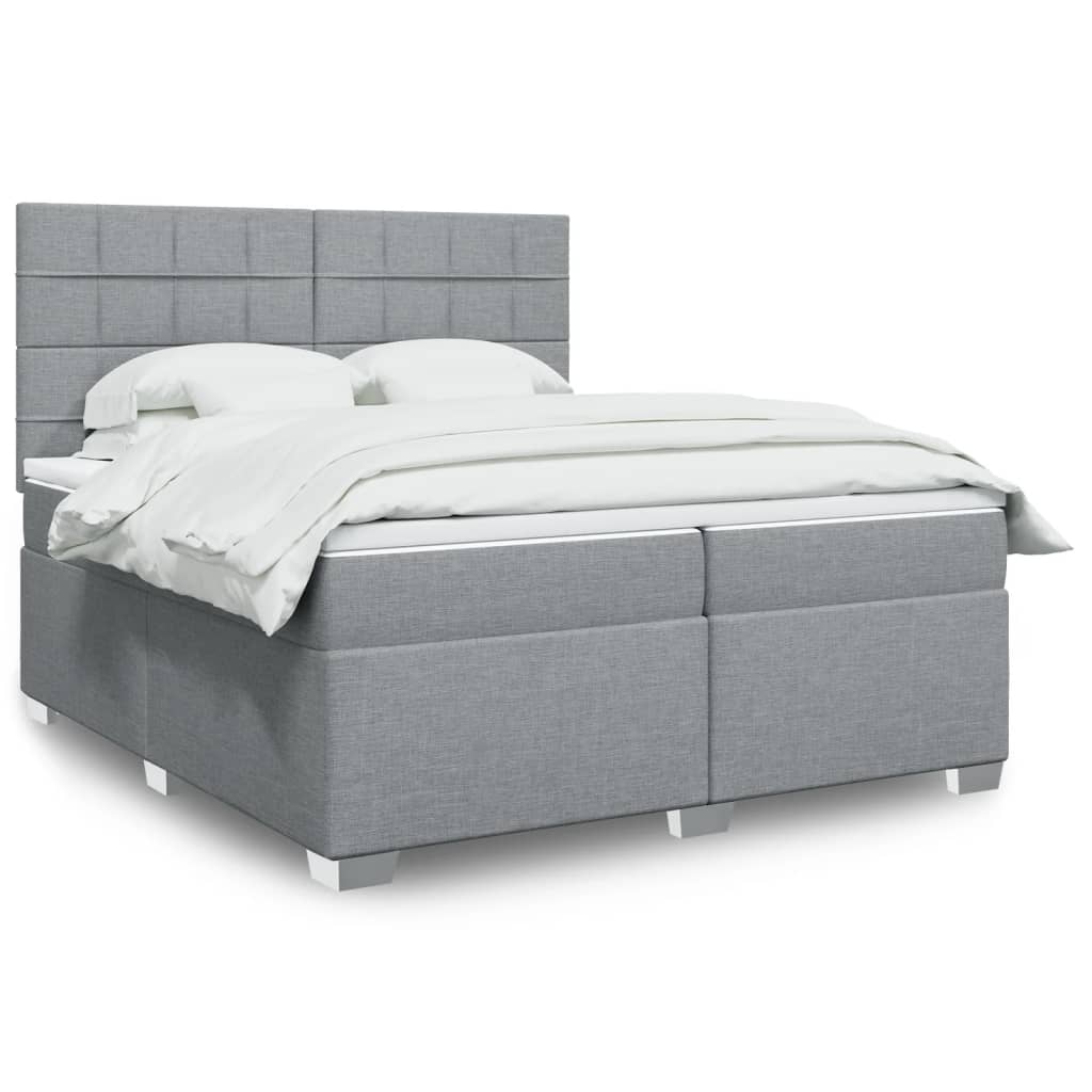 Boxspring met matras stof lichtgrijs 200x200 cm is nu te koop bij PeponiXL, paradijselijk wonen!