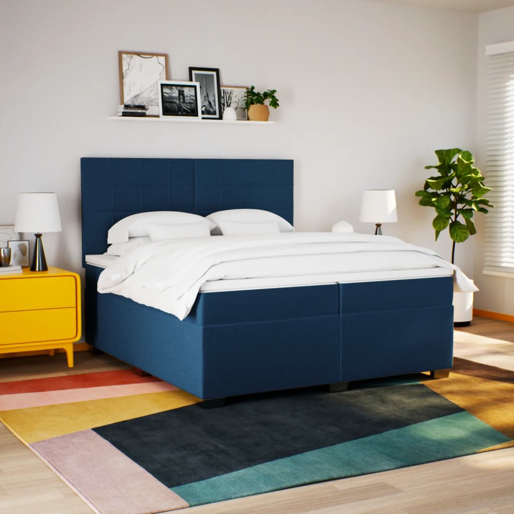 Boxspring met matras stof blauw 200x200 cm is nu te koop bij PeponiXL, paradijselijk wonen!