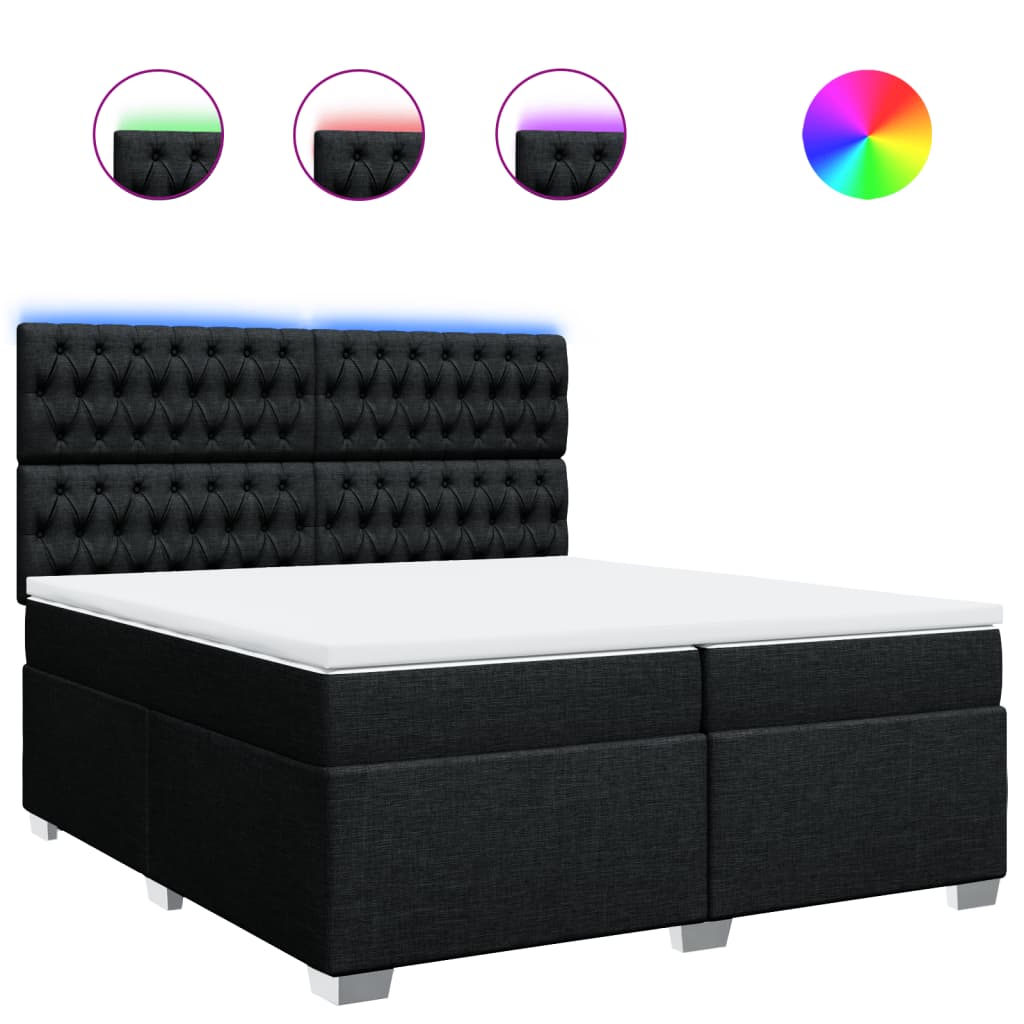 Boxspring met matras stof zwart 200x200 cm is nu te koop bij PeponiXL, paradijselijk wonen!