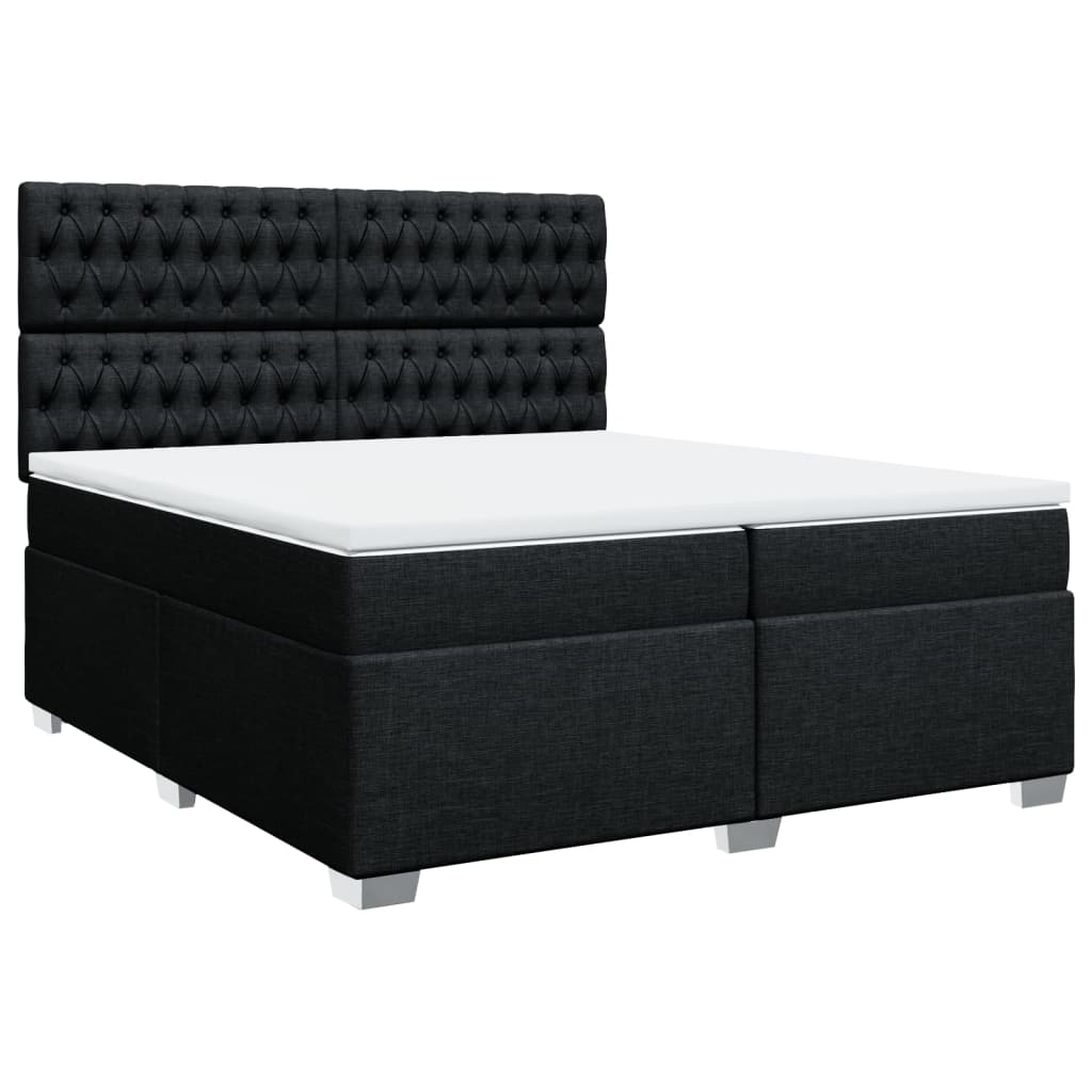 Boxspring met matras stof zwart 200x200 cm is nu te koop bij PeponiXL, paradijselijk wonen!