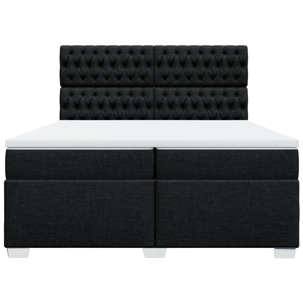 Boxspring met matras stof zwart 200x200 cm is nu te koop bij PeponiXL, paradijselijk wonen!