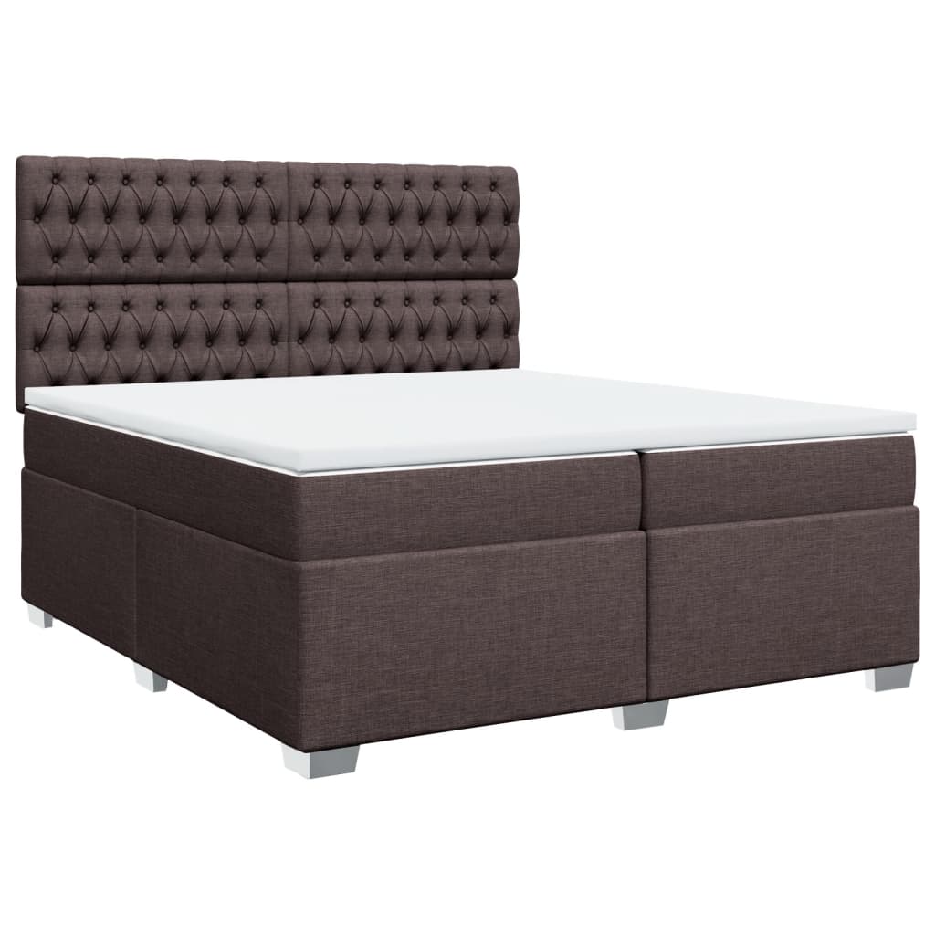Boxspring met matras stof donkerbruin 200x200 cm is nu te koop bij PeponiXL, paradijselijk wonen!
