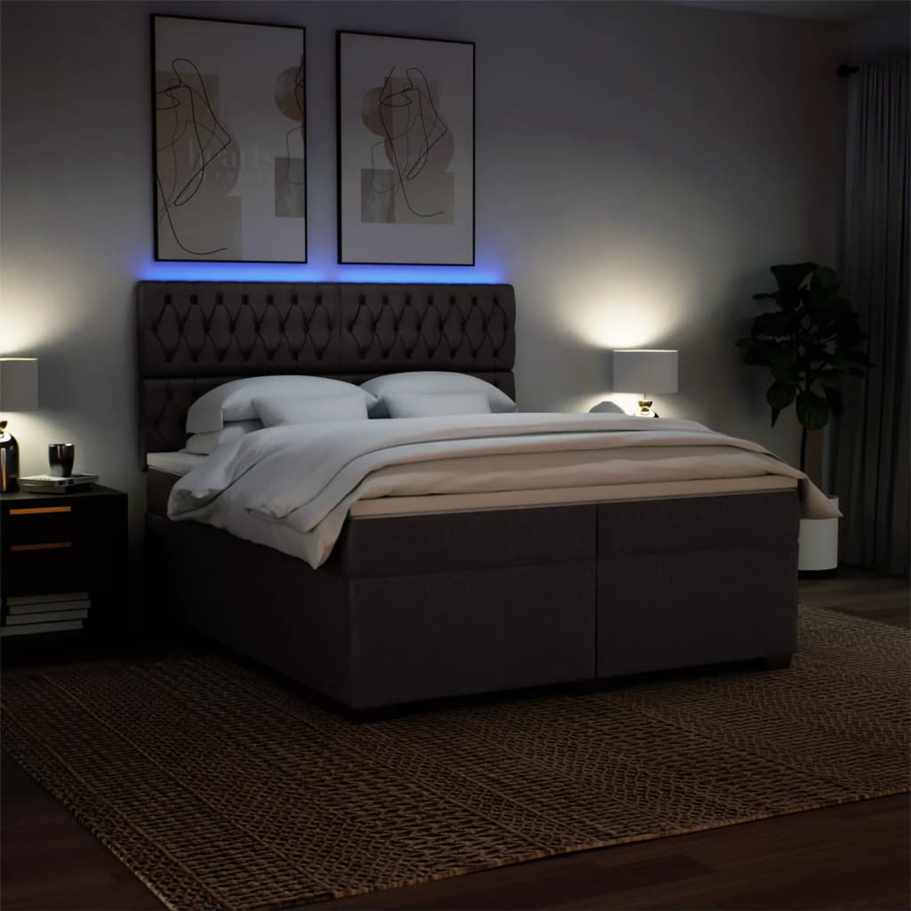 Boxspring met matras stof donkerbruin 200x200 cm is nu te koop bij PeponiXL, paradijselijk wonen!