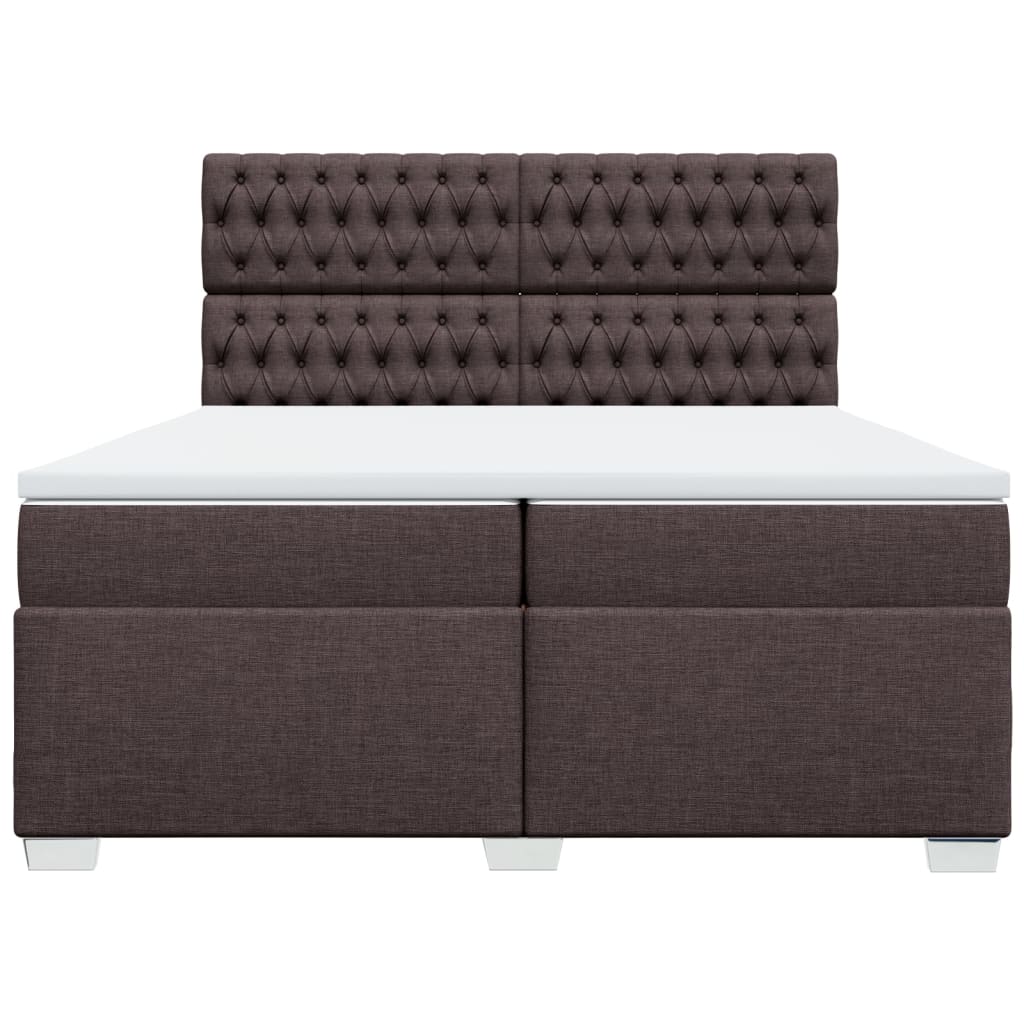 Boxspring met matras stof donkerbruin 200x200 cm is nu te koop bij PeponiXL, paradijselijk wonen!