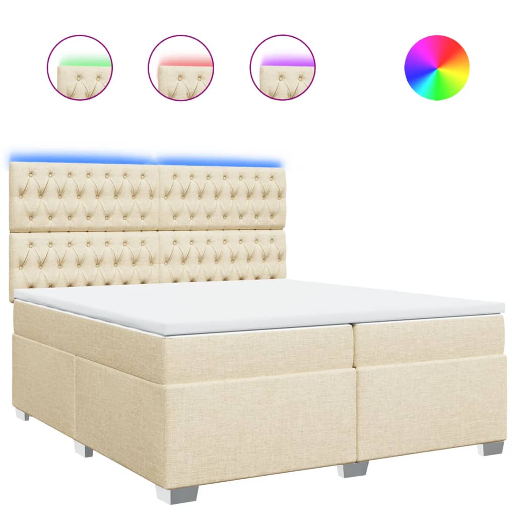 Boxspring met matras stof crèmekleurig 200x200 cm is nu te koop bij PeponiXL, paradijselijk wonen!