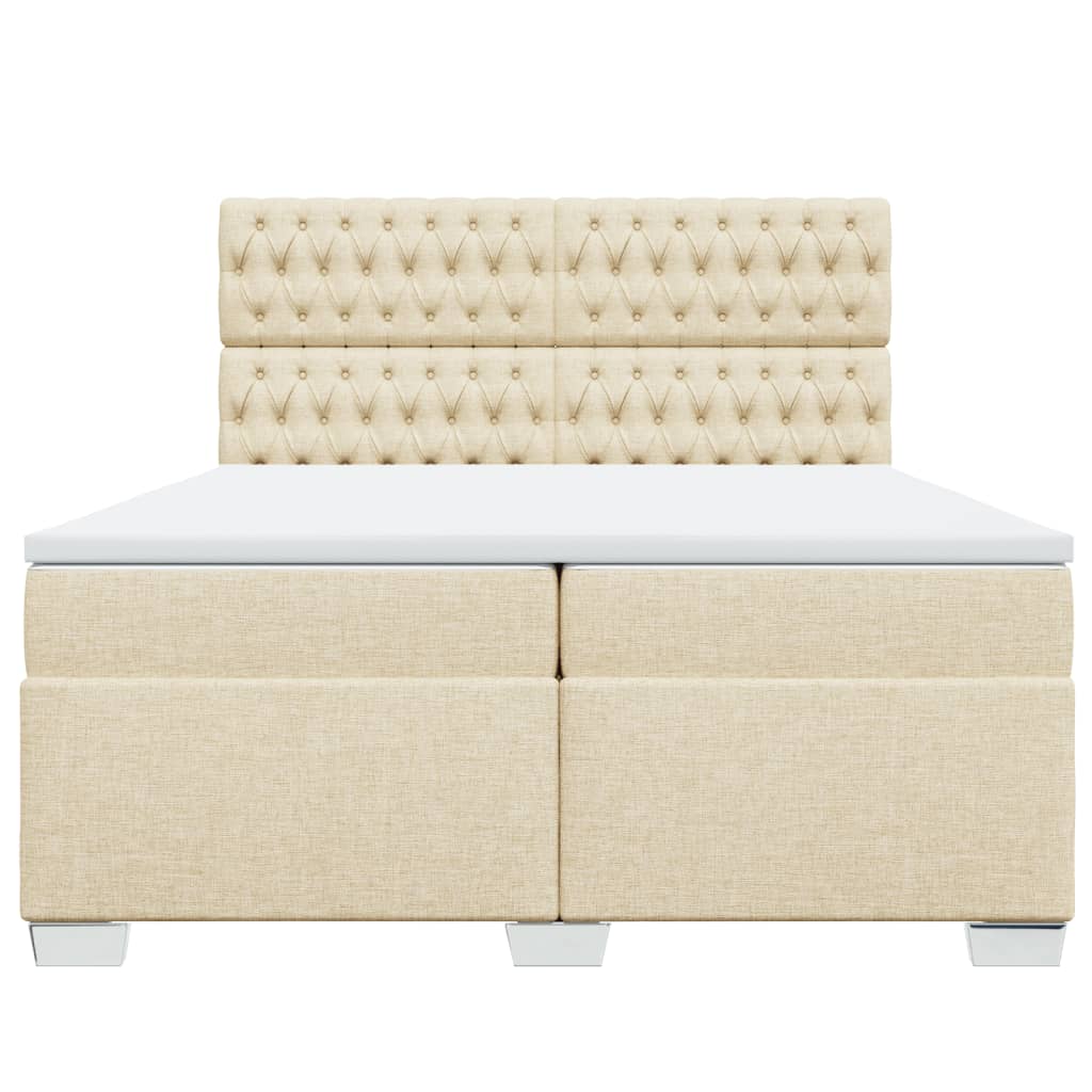 Boxspring met matras stof crèmekleurig 200x200 cm is nu te koop bij PeponiXL, paradijselijk wonen!
