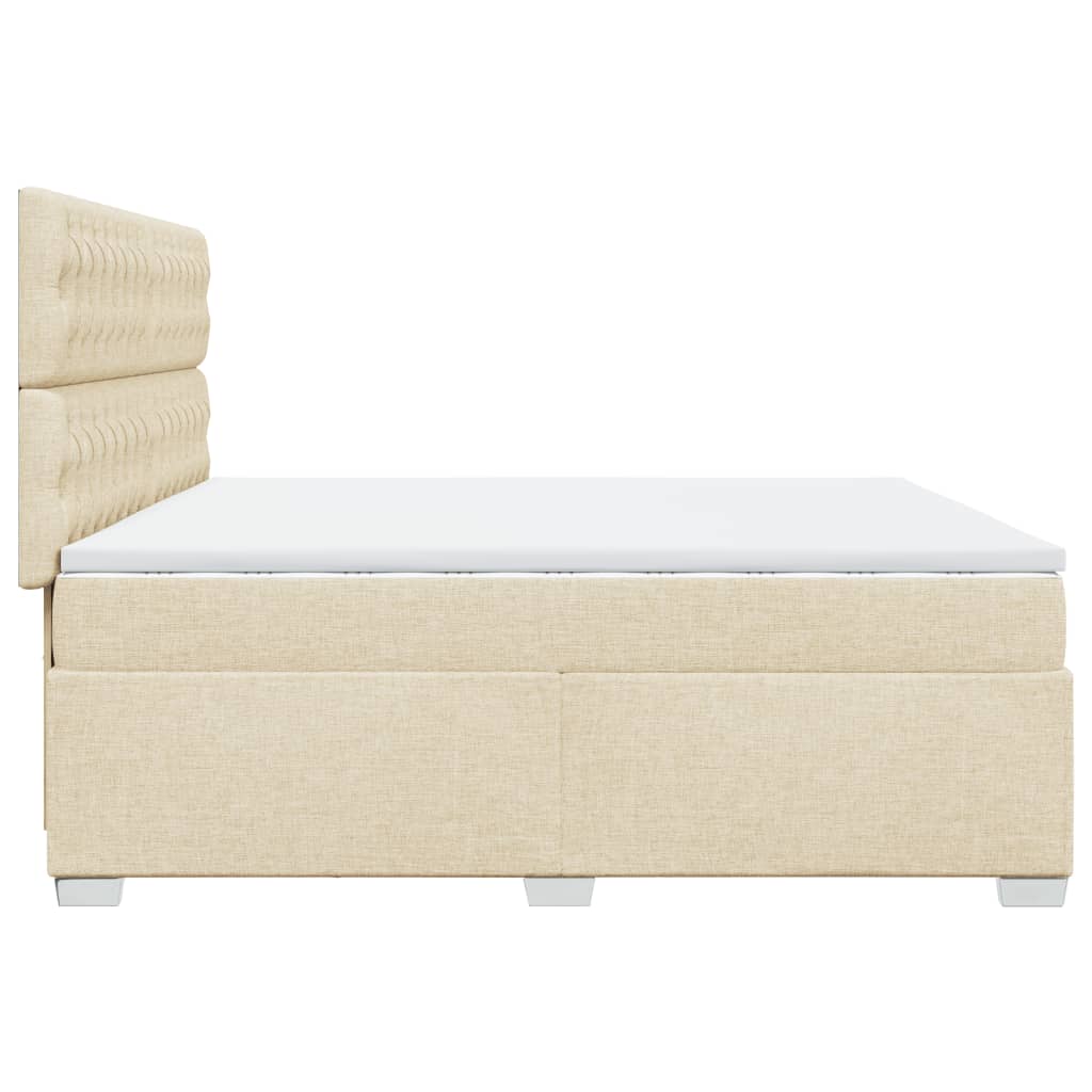 Boxspring met matras stof crèmekleurig 200x200 cm is nu te koop bij PeponiXL, paradijselijk wonen!