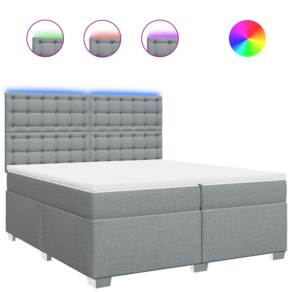 Boxspring met matras stof lichtgrijs 200x200 cm is nu te koop bij PeponiXL, paradijselijk wonen!