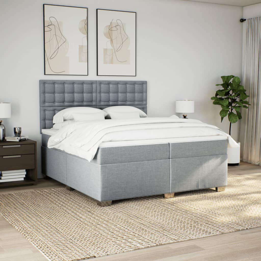 Boxspring met matras stof lichtgrijs 200x200 cm is nu te koop bij PeponiXL, paradijselijk wonen!