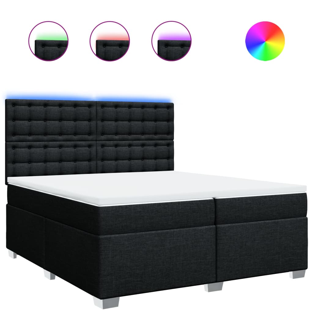 Boxspring met matras stof zwart 200x200 cm is nu te koop bij PeponiXL, paradijselijk wonen!