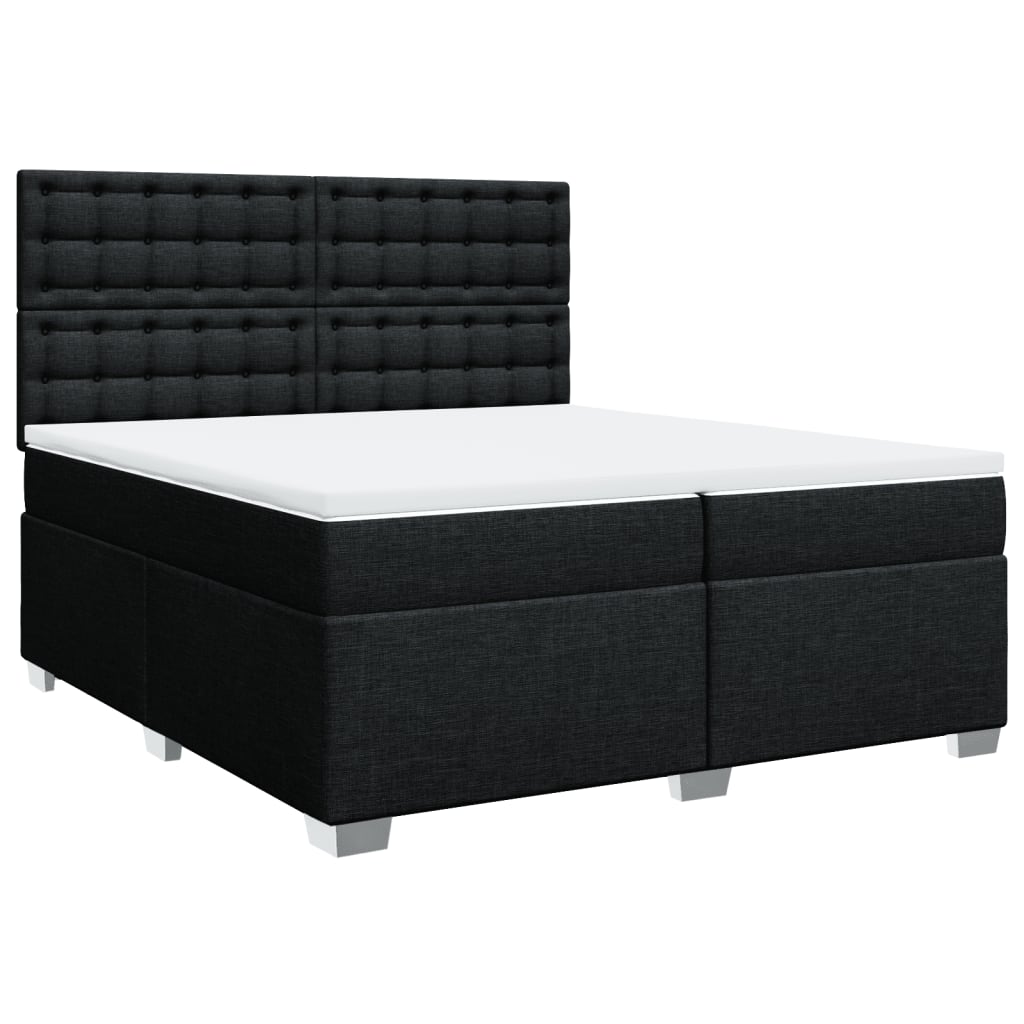 Boxspring met matras stof zwart 200x200 cm is nu te koop bij PeponiXL, paradijselijk wonen!