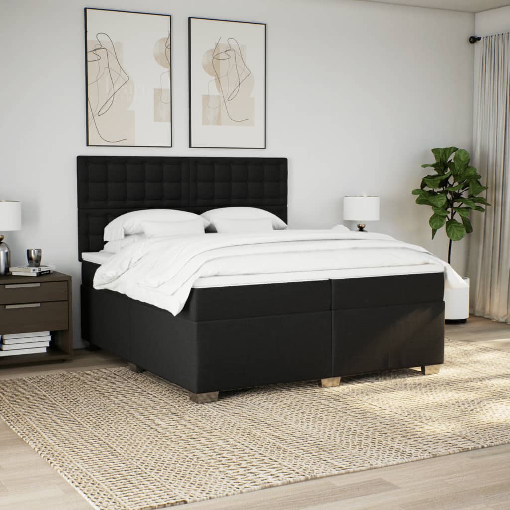 Boxspring met matras stof zwart 200x200 cm is nu te koop bij PeponiXL, paradijselijk wonen!