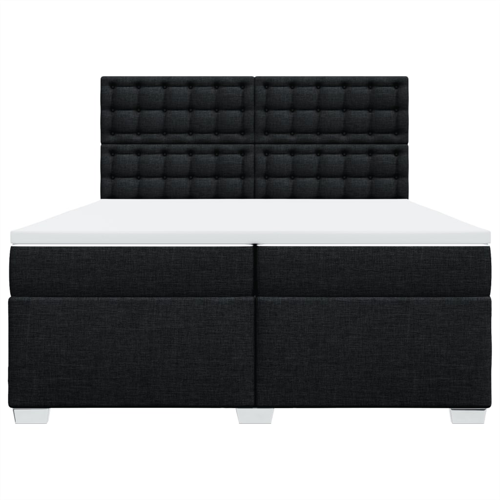 Boxspring met matras stof zwart 200x200 cm is nu te koop bij PeponiXL, paradijselijk wonen!