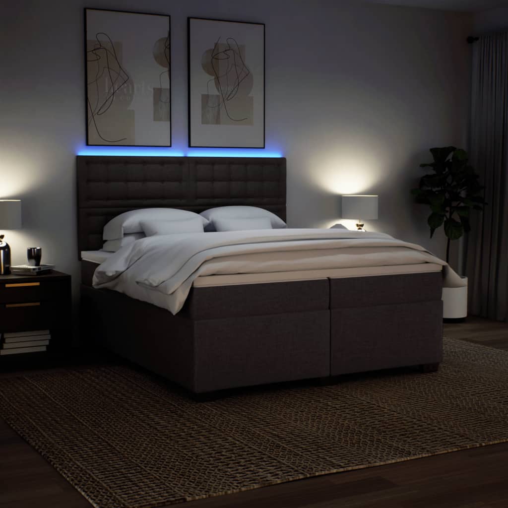 Boxspring met matras stof donkerbruin 200x200 cm is nu te koop bij PeponiXL, paradijselijk wonen!