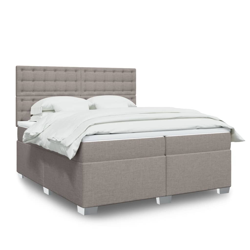 Boxspring met matras stof taupe 200x200 cm is nu te koop bij PeponiXL, paradijselijk wonen!
