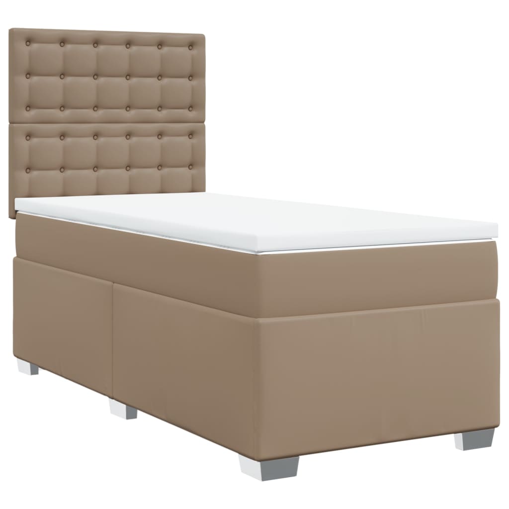 Boxspring met matras kunstleer cappuccinokleurig 90x190 cm is nu te koop bij PeponiXL, paradijselijk wonen!
