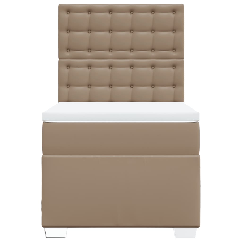Boxspring met matras kunstleer cappuccinokleurig 90x190 cm is nu te koop bij PeponiXL, paradijselijk wonen!