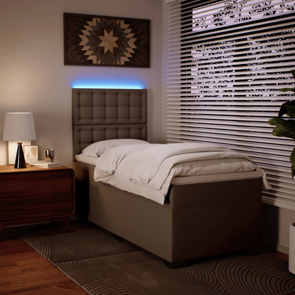 Boxspring met matras kunstleer cappuccinokleurig 90x200 cm is nu te koop bij PeponiXL, paradijselijk wonen!