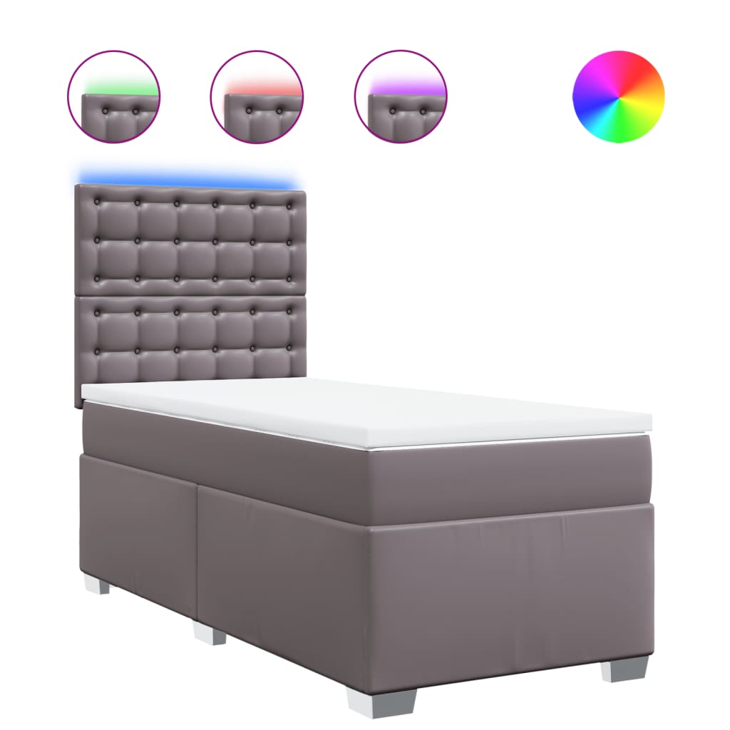 Boxspring met matras kunstleer grijs 100x200 cm is nu te koop bij PeponiXL, paradijselijk wonen!