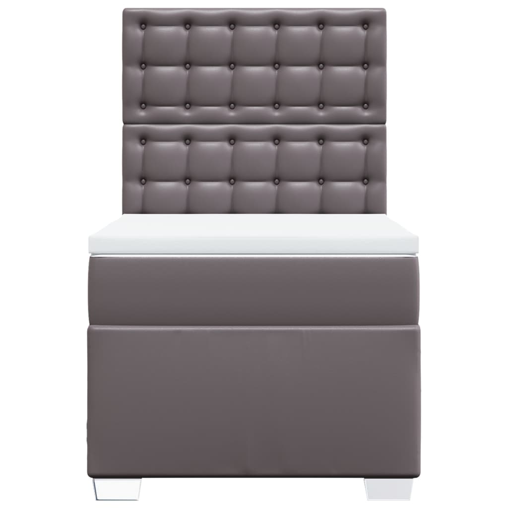 Boxspring met matras kunstleer grijs 100x200 cm is nu te koop bij PeponiXL, paradijselijk wonen!