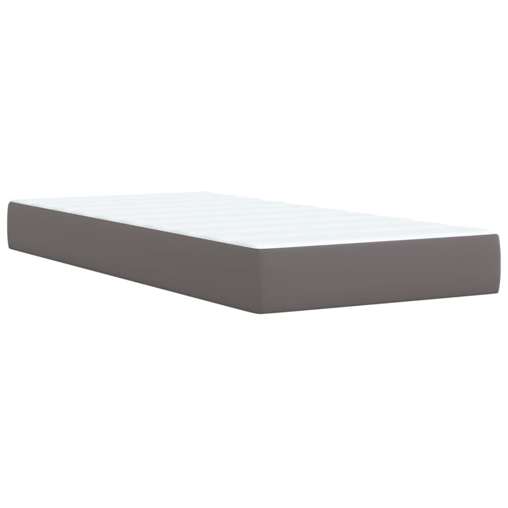 Boxspring met matras kunstleer grijs 100x200 cm is nu te koop bij PeponiXL, paradijselijk wonen!