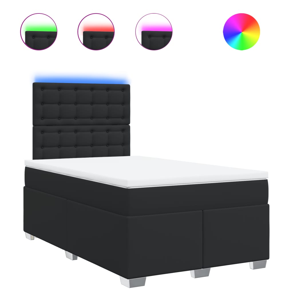 Boxspring met matras kunstleer zwart 120x190 cm is nu te koop bij PeponiXL, paradijselijk wonen!