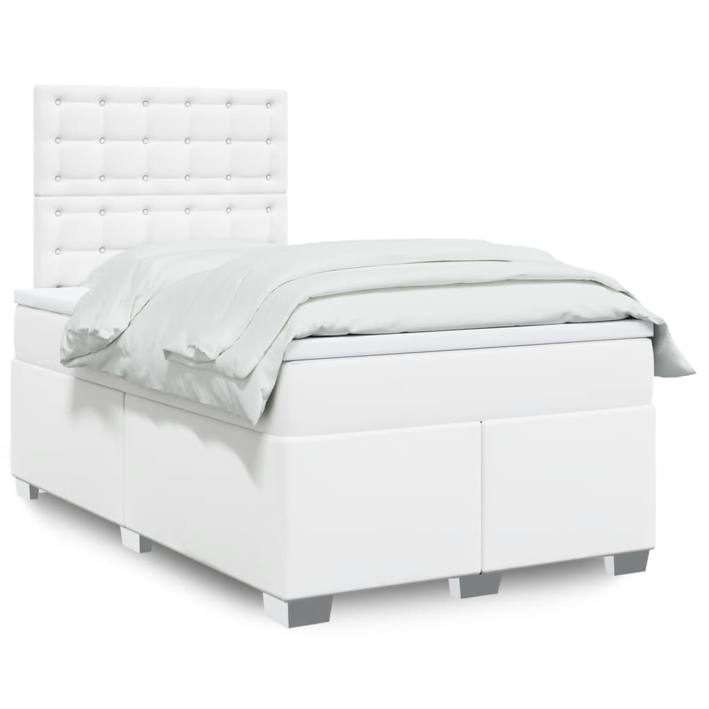 Boxspring met matras kunstleer wit 120x200 cm is nu te koop bij PeponiXL, paradijselijk wonen!