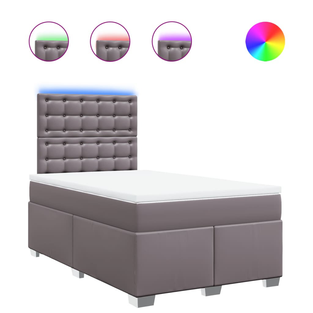 Boxspring met matras kunstleer grijs 120x200 cm is nu te koop bij PeponiXL, paradijselijk wonen!
