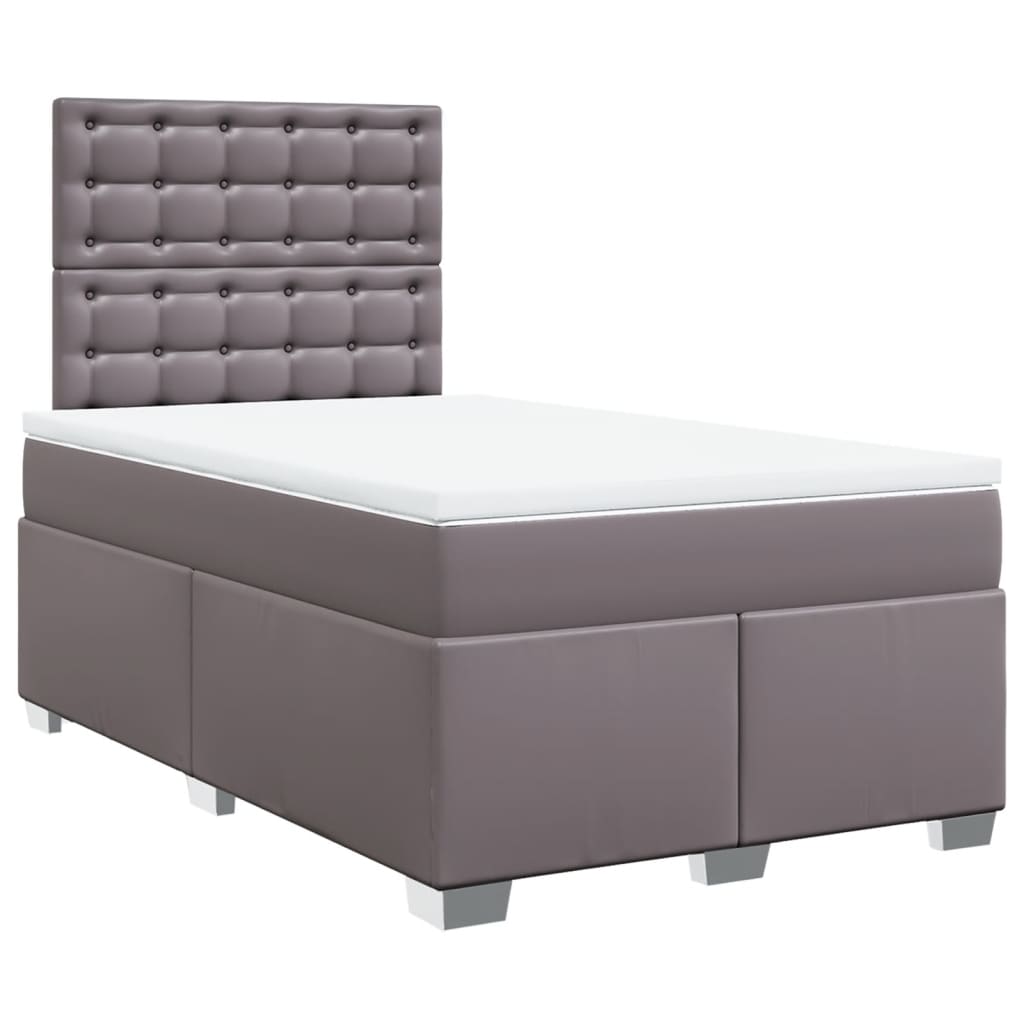 Boxspring met matras kunstleer grijs 120x200 cm is nu te koop bij PeponiXL, paradijselijk wonen!