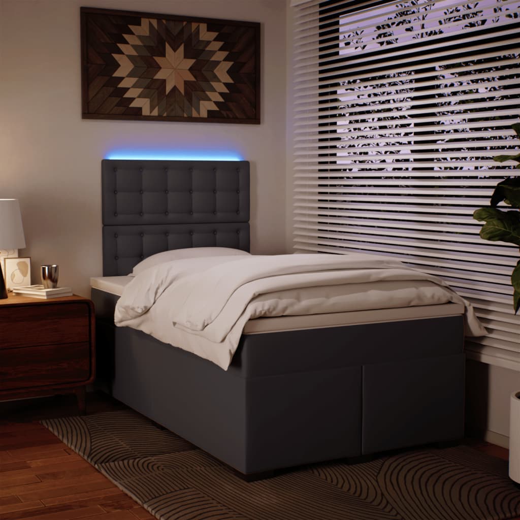 Boxspring met matras kunstleer grijs 120x200 cm is nu te koop bij PeponiXL, paradijselijk wonen!