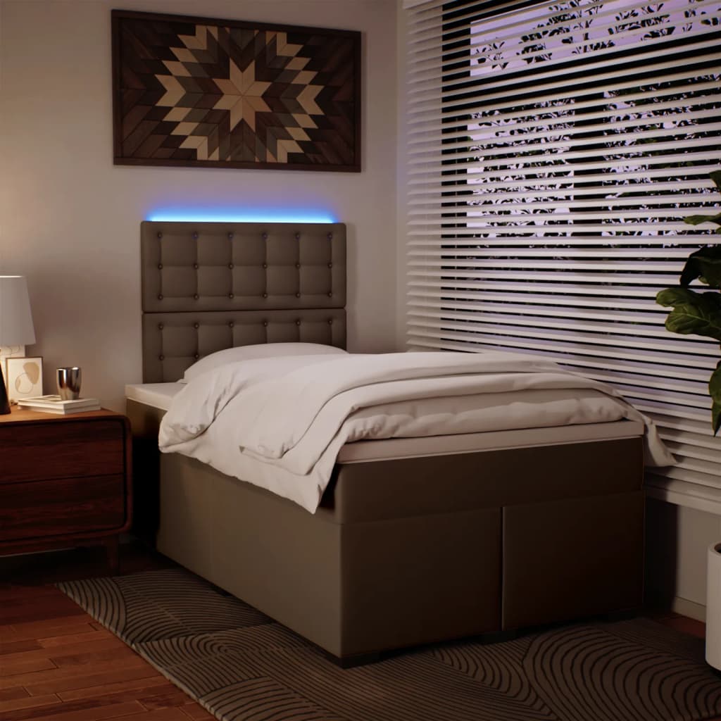 Boxspring met matras kunstleer cappuccinokleurig 120x200 cm is nu te koop bij PeponiXL, paradijselijk wonen!