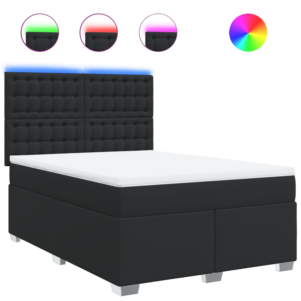 Boxspring met matras kunstleer zwart 140x190 cm is nu te koop bij PeponiXL, paradijselijk wonen!