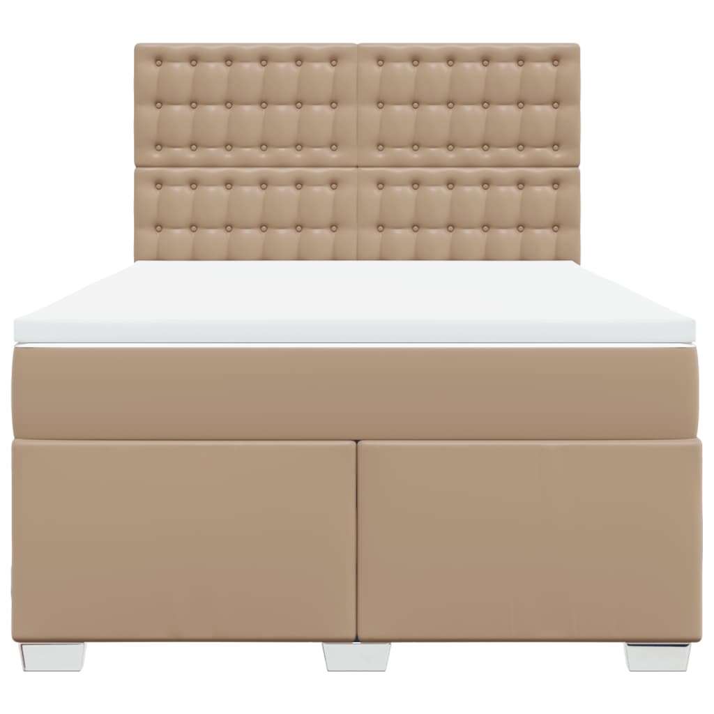 Boxspring met matras kunstleer cappuccinokleurig 140x190 cm is nu te koop bij PeponiXL, paradijselijk wonen!
